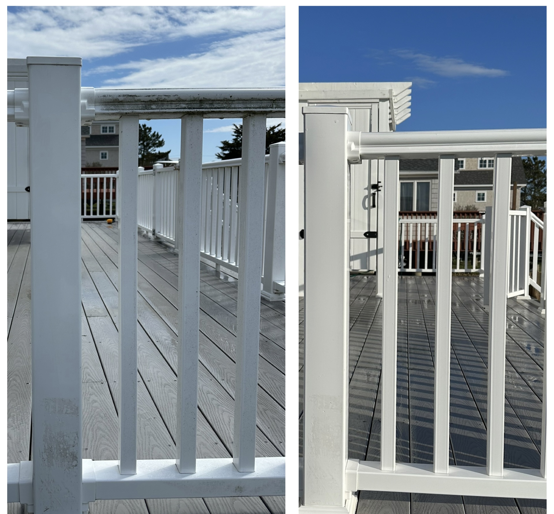 Deck and fence cleaning — before and after