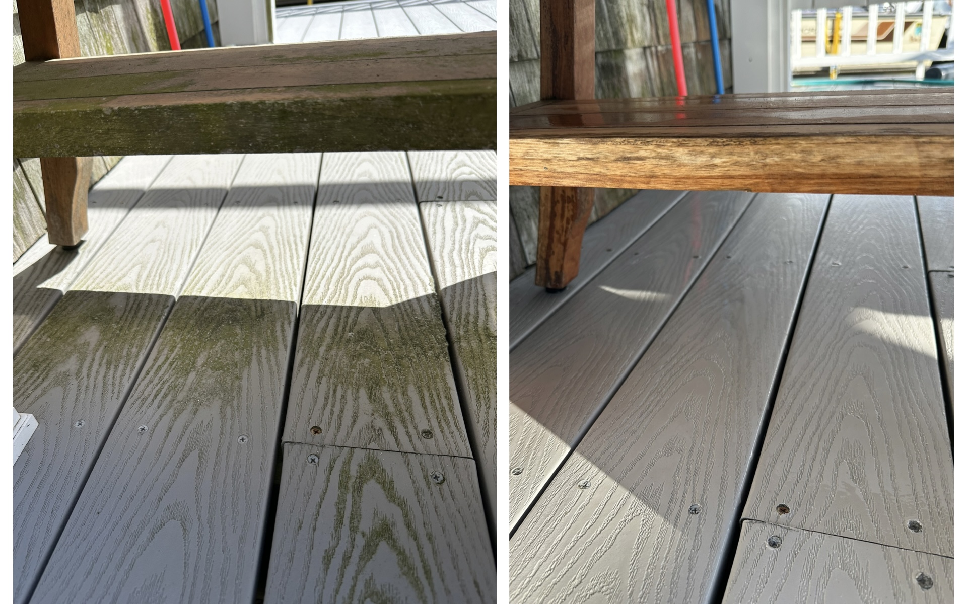 Deck and fence cleaning — before and after