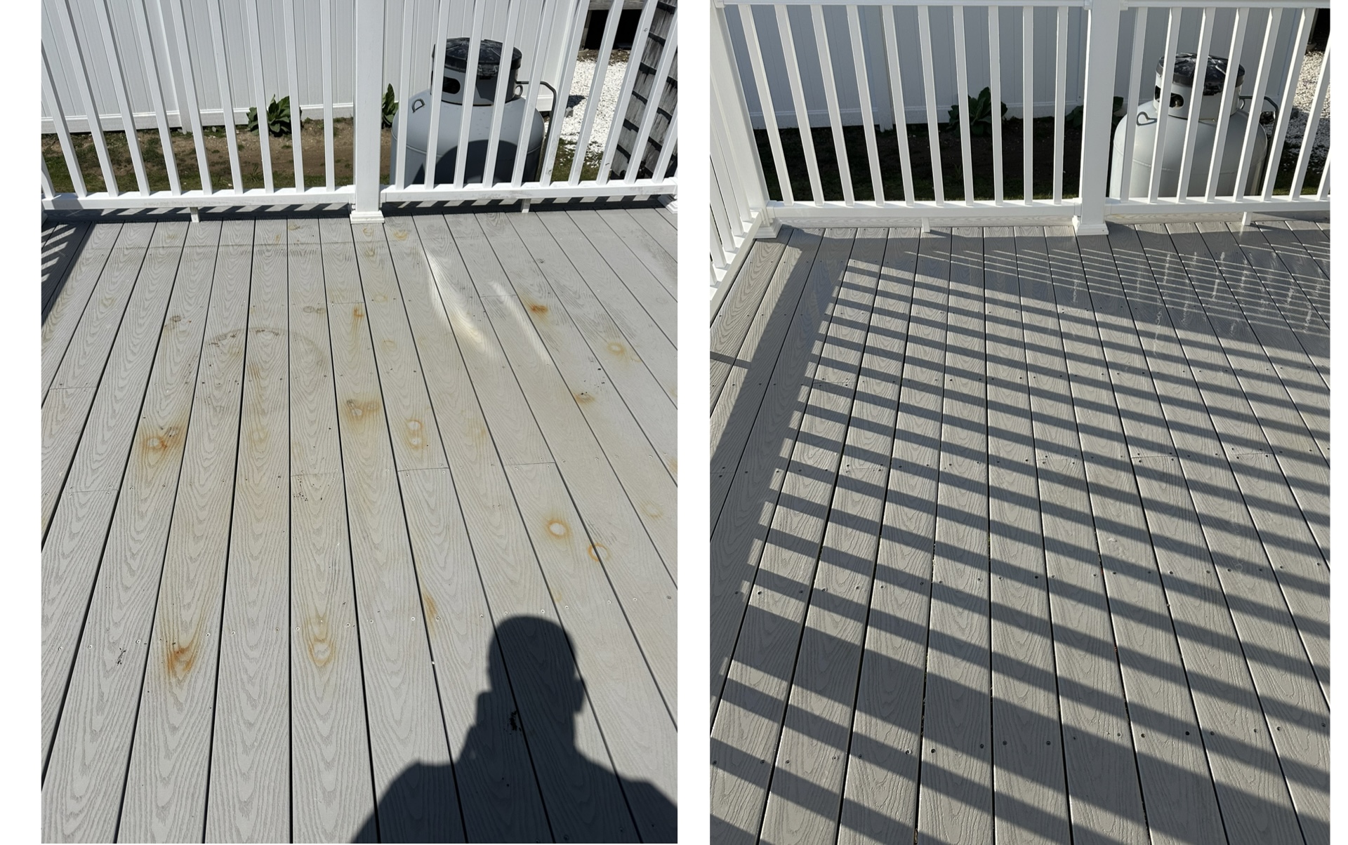 Deck and fence cleaning — before and after