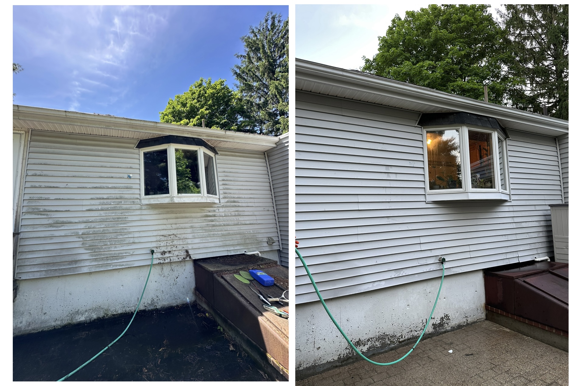 House and siding soft wash — before and after