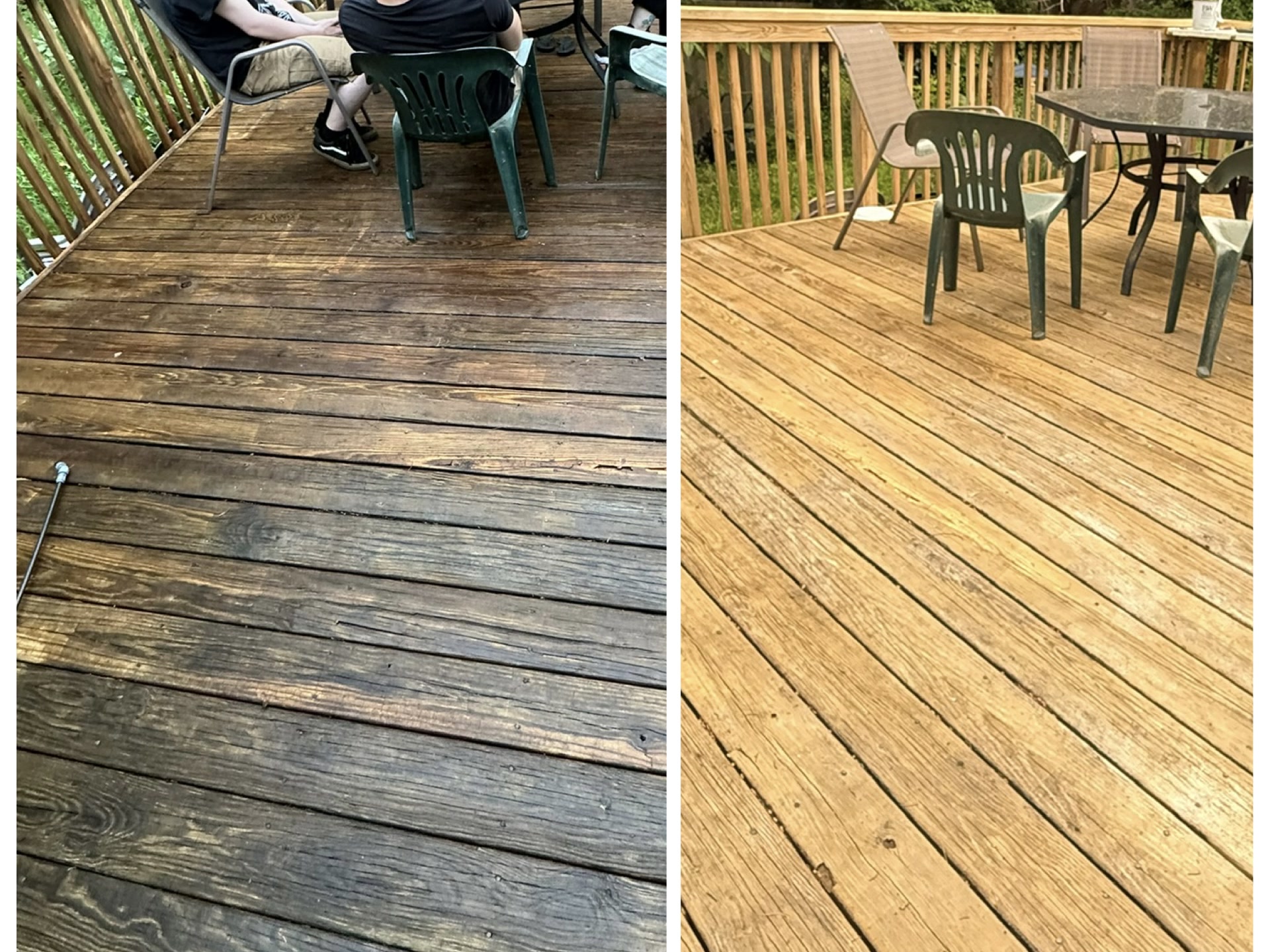 Deck and fence cleaning — before and after