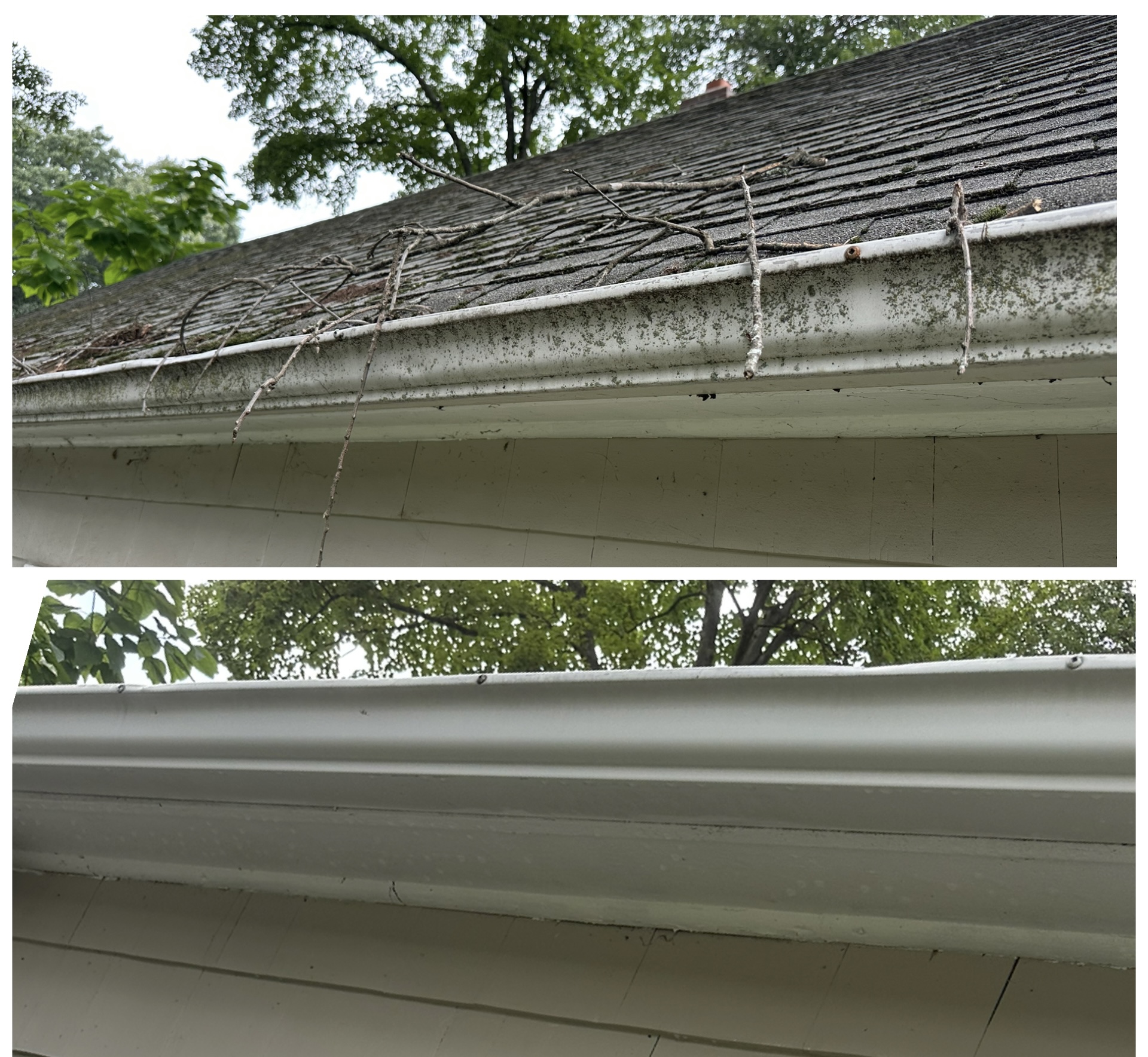 Gutter brightening — before and after