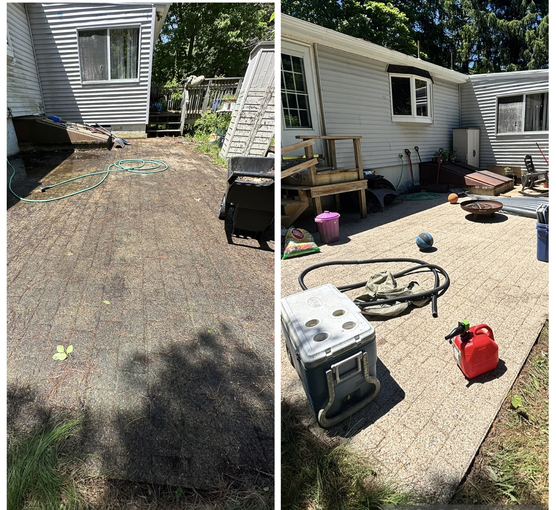 Patio cleaning — before and after
