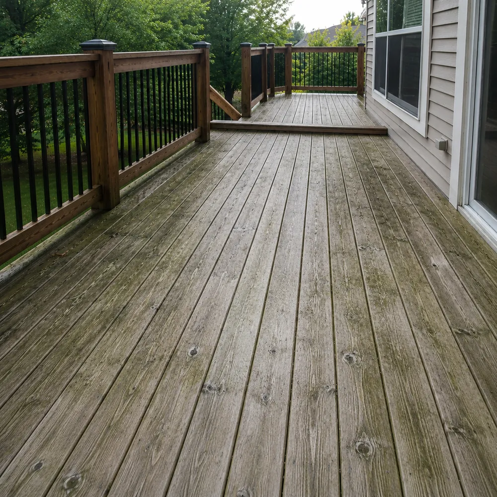 Deck and fence cleaning — before