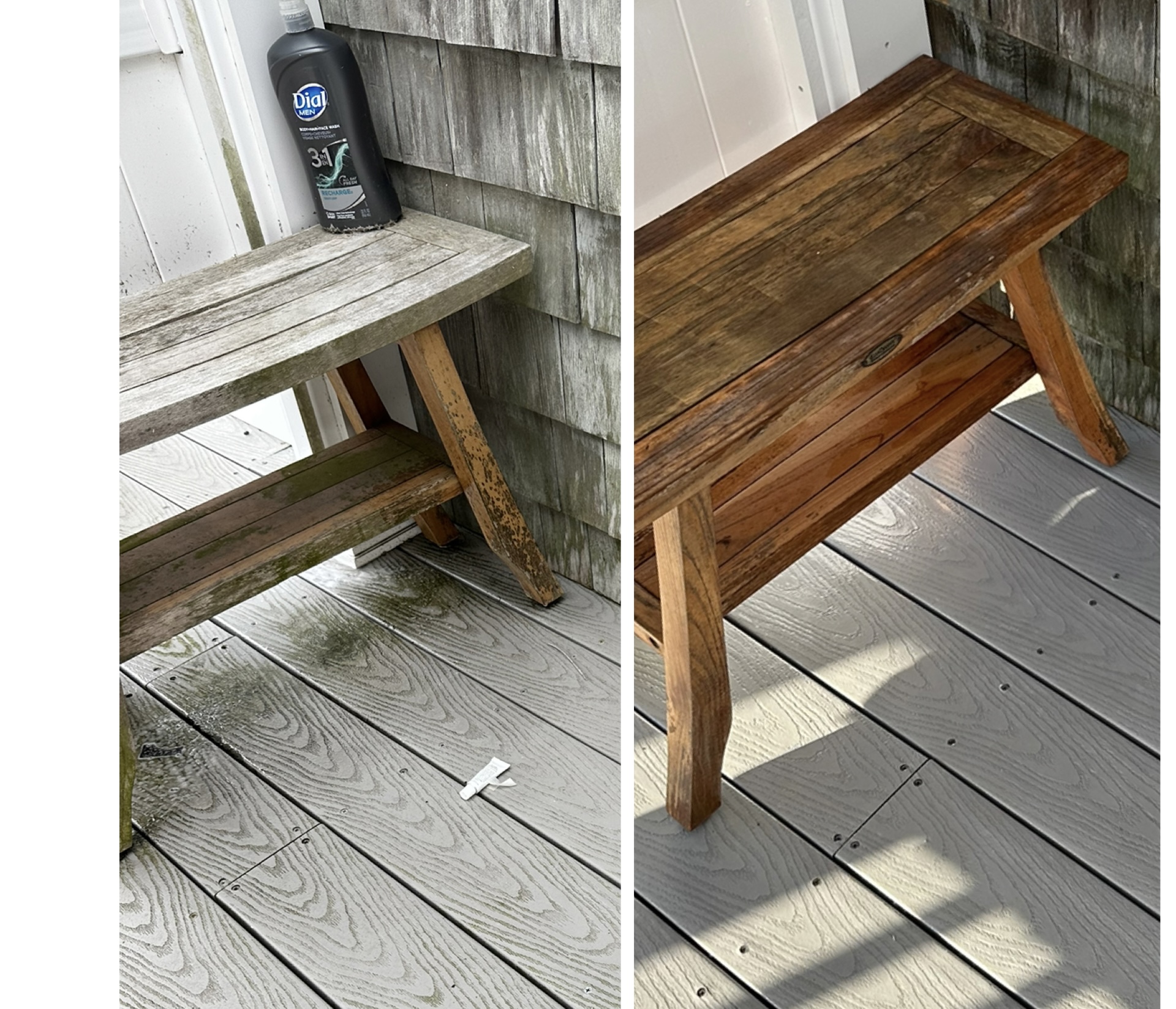 Deck and fence cleaning — before and after
