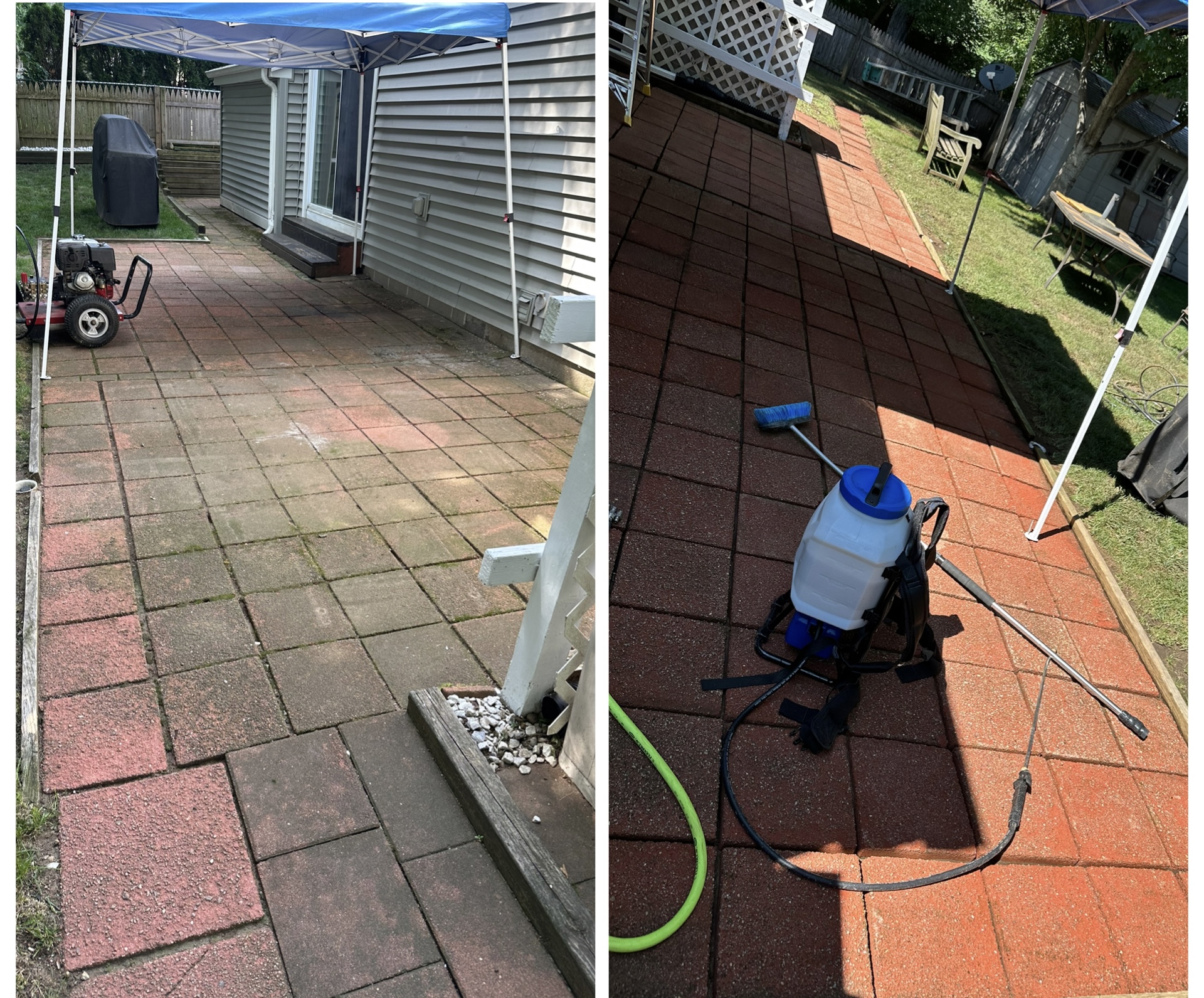 Patio cleaning — before and after