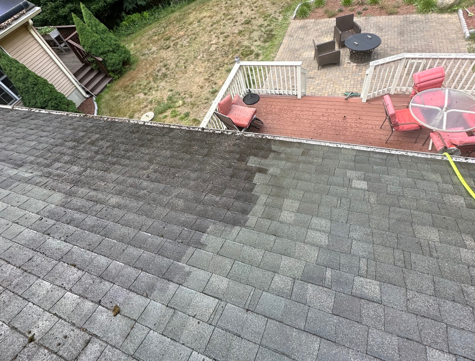 Roof soft wash — before and after