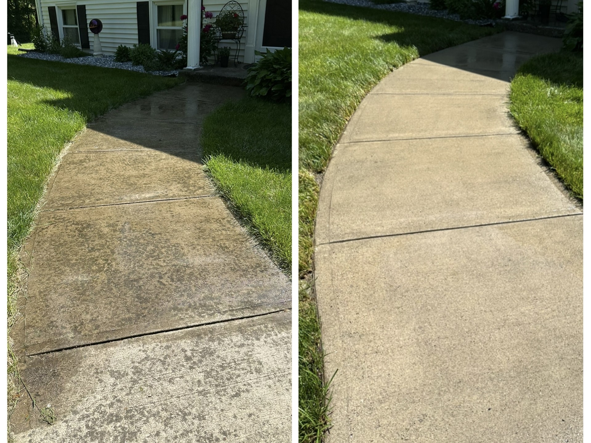 Driveway and concrete cleaning — before and after